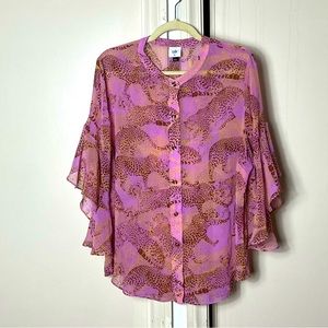 Cabi purple printed button up